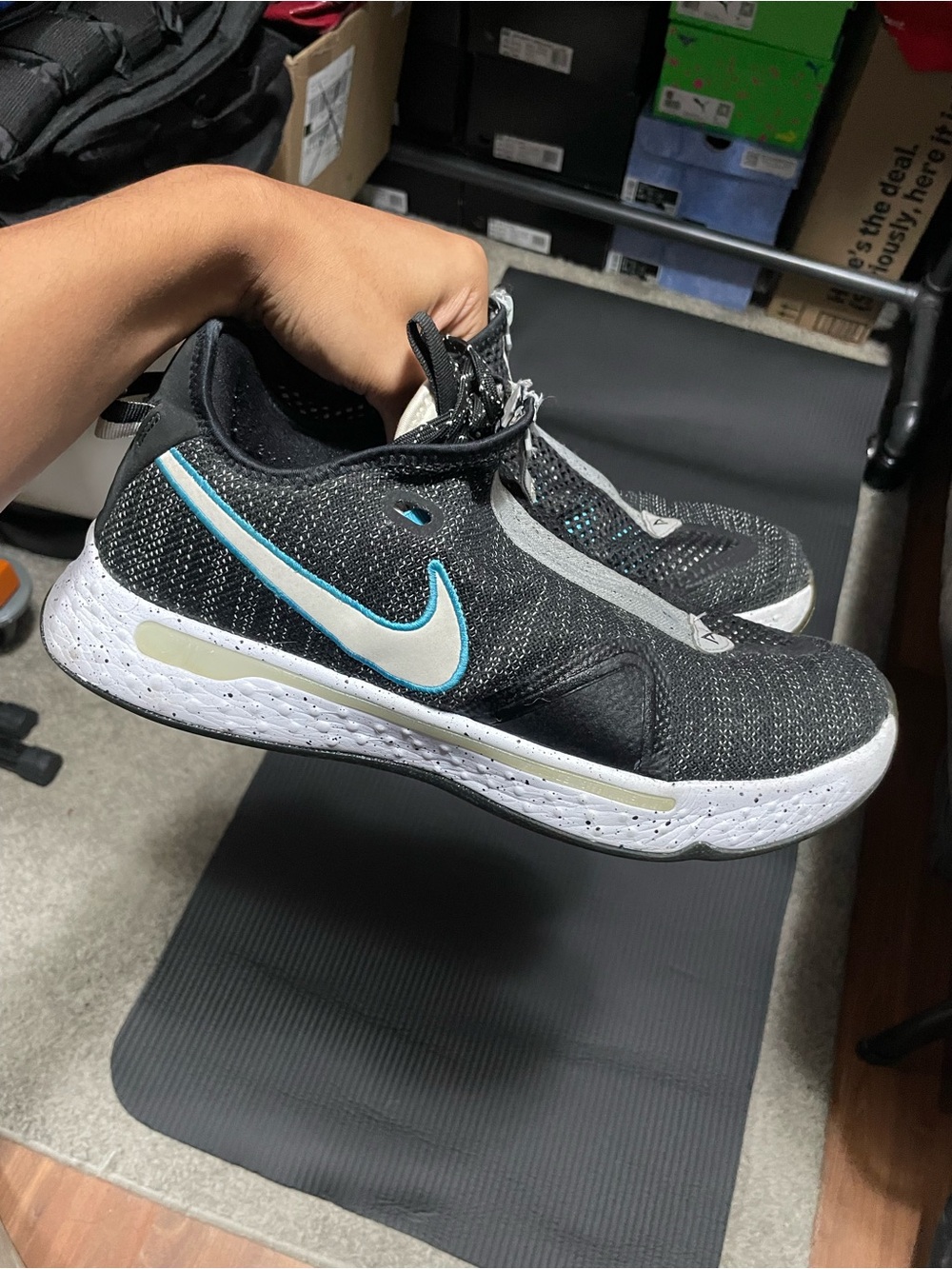 Nike PG 4 Black Grey Teal Size 13